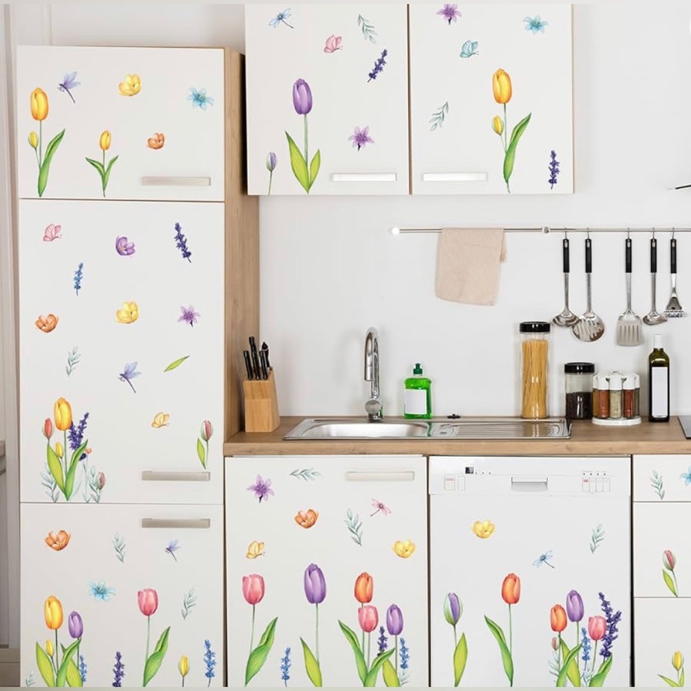 NWT Spring Window Clings,Colorful Flower Static Window Stickers for Spring Decor - Picture 4 of 7